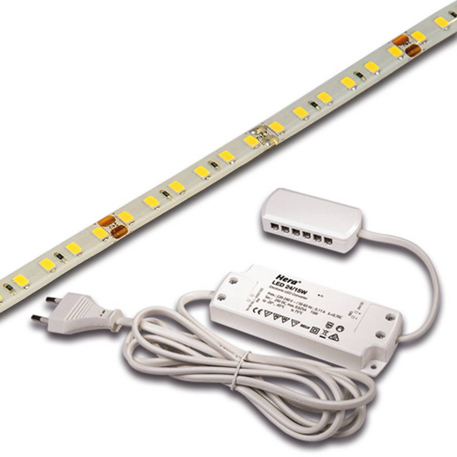 Hera LED pásik Basic-Tape S, IP54, 2 700K, dĺžka 100 cm, Obývacia izba / jedáleň, plast, 9W, Energialuokka: F, P: 100 cm, L: 0.8 cm, K: 0.6cm