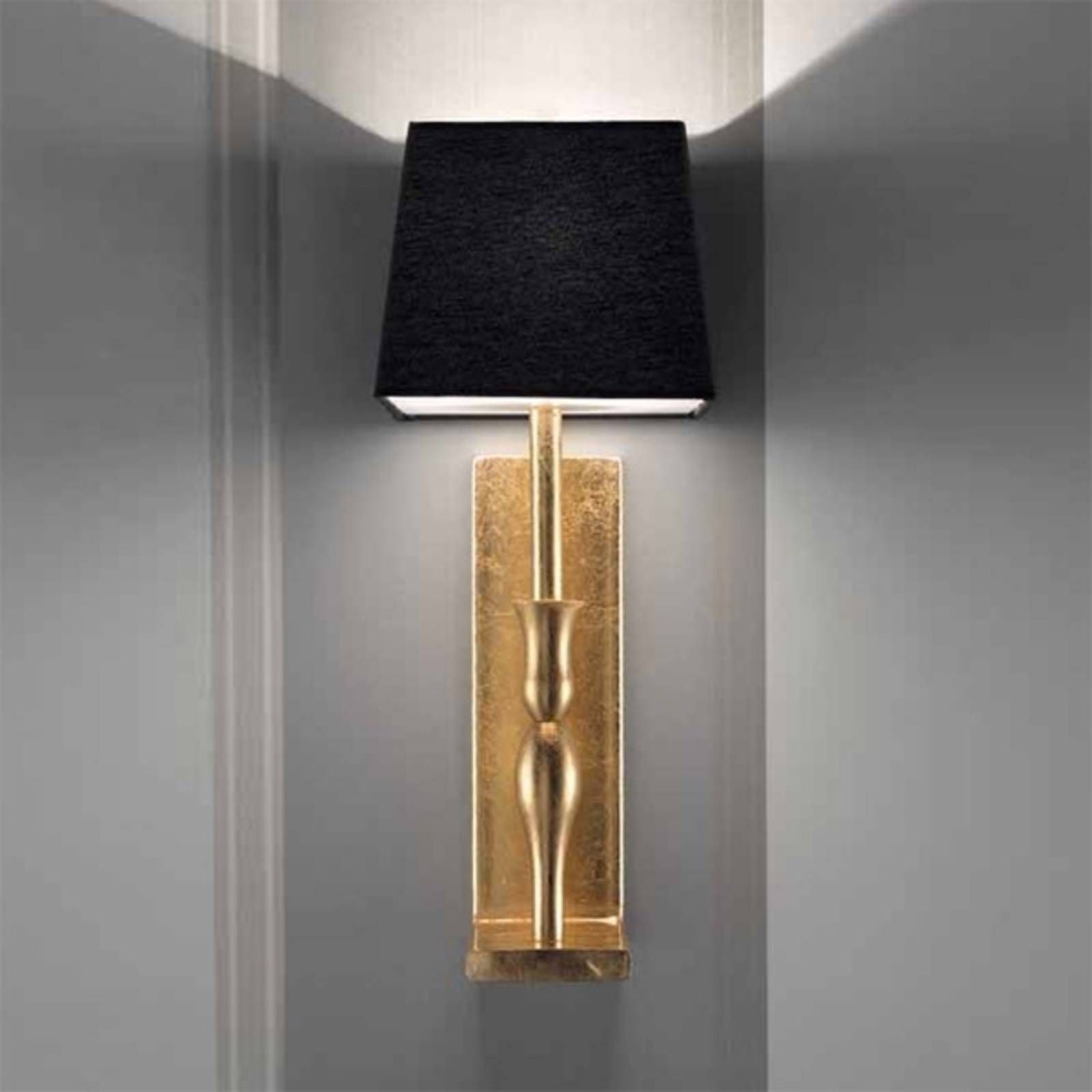 Masiero Čierno-zlaté nástenné svietidlo Slim, Obývacia izba / jedáleň, látka, kov, E14, 60W, L: 16 cm, K: 42cm