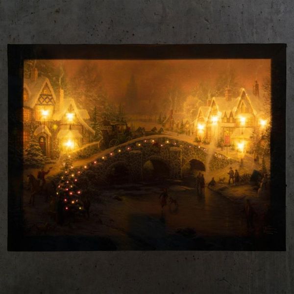 NEXOS Nástenná maľba vianočná krajina, 8 LED, 30 x 40 cm