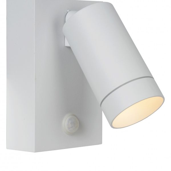 Lucide 09831/01/31 vonkajšia nástenná lampa Taylor 1x5W | GU10 | IP54 - biela, bodová, nastaviteľná, pohybový senzor