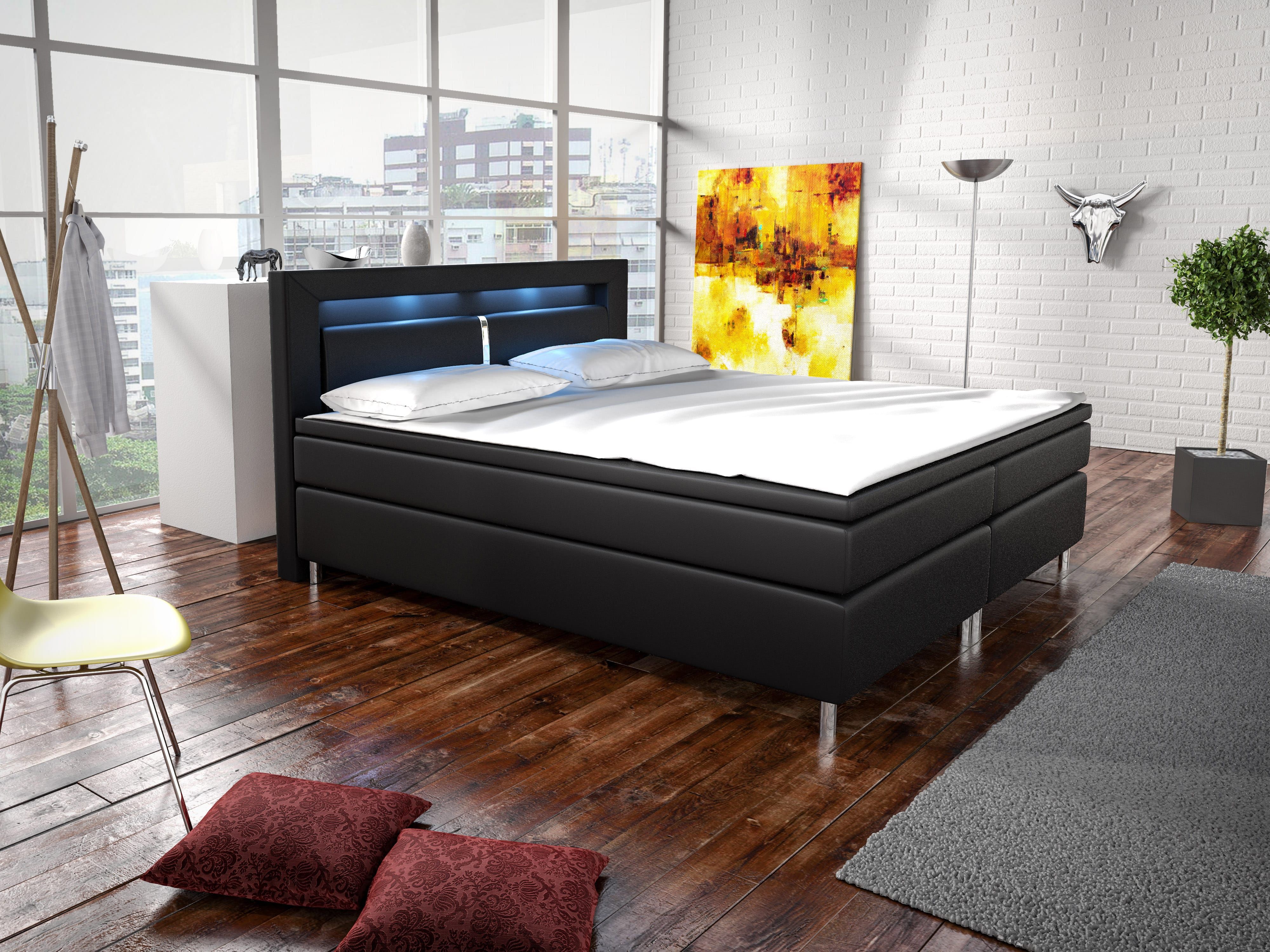 Manželská posteľ Boxspring 140 cm Marilia I (čierna) (s matracmi)