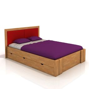 Manželská posteľ 180 cm Naturlig Manglerud High Drawers (buk) (s roštom)