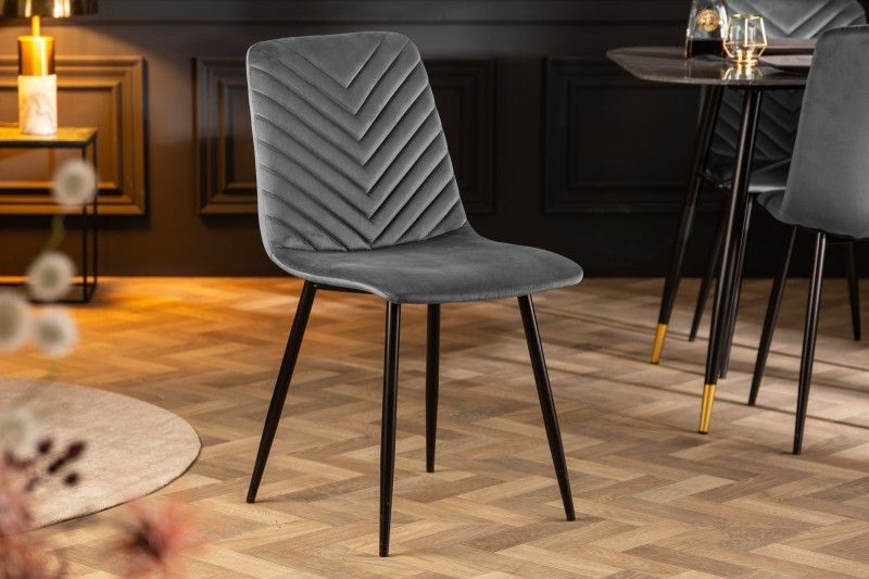 Estila Retro moderná jedálenská stolička Forisma so sivým zamatovým poťahom 87cm