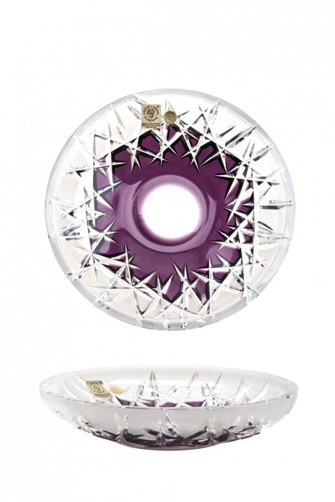 Krištáľový tanier Hoarfrost, farba fialová, priemer 180 mm
