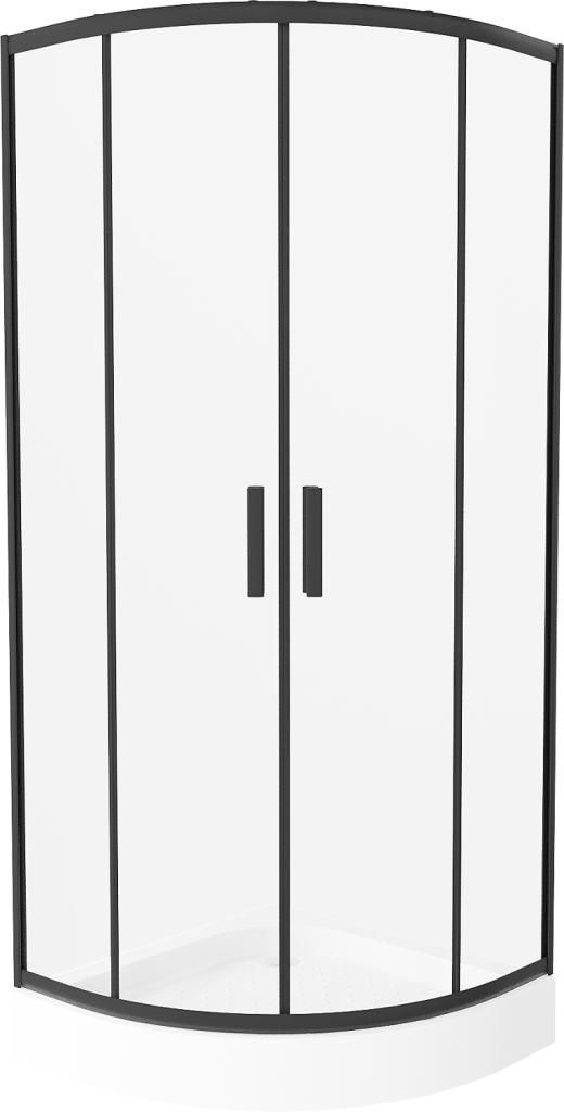 MEXEN/S - Rio štvrťkruhový sprchovací kút 70 x 70 cm, transparent, čierna + vanička Rio, 863-070-070-70-00-4710