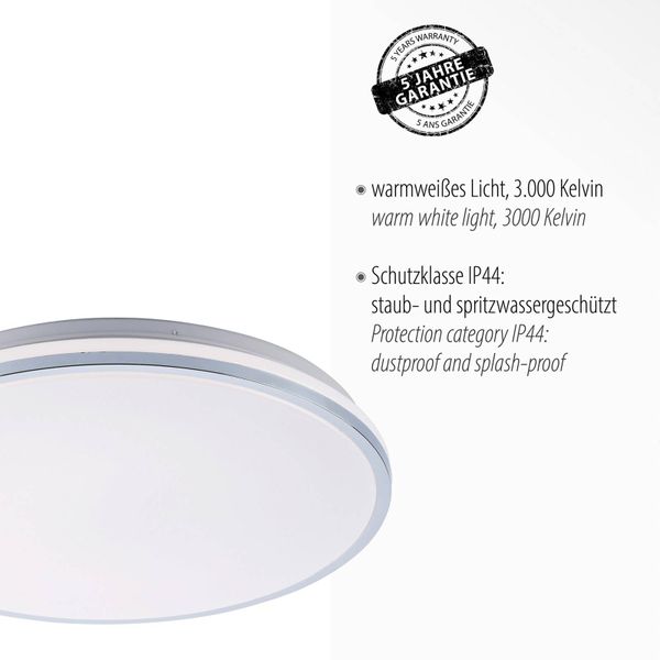 Leuchten Direkt Stropné LED svietidlo Isabell, Ø 49 cm, Kúpeľňa, plast, 22W, K: 8cm