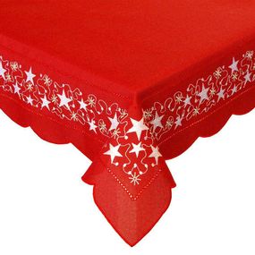 Forbyt, Vianočný obrus, Strieborná hviezda, červená, obdélník 85 x 85 cm