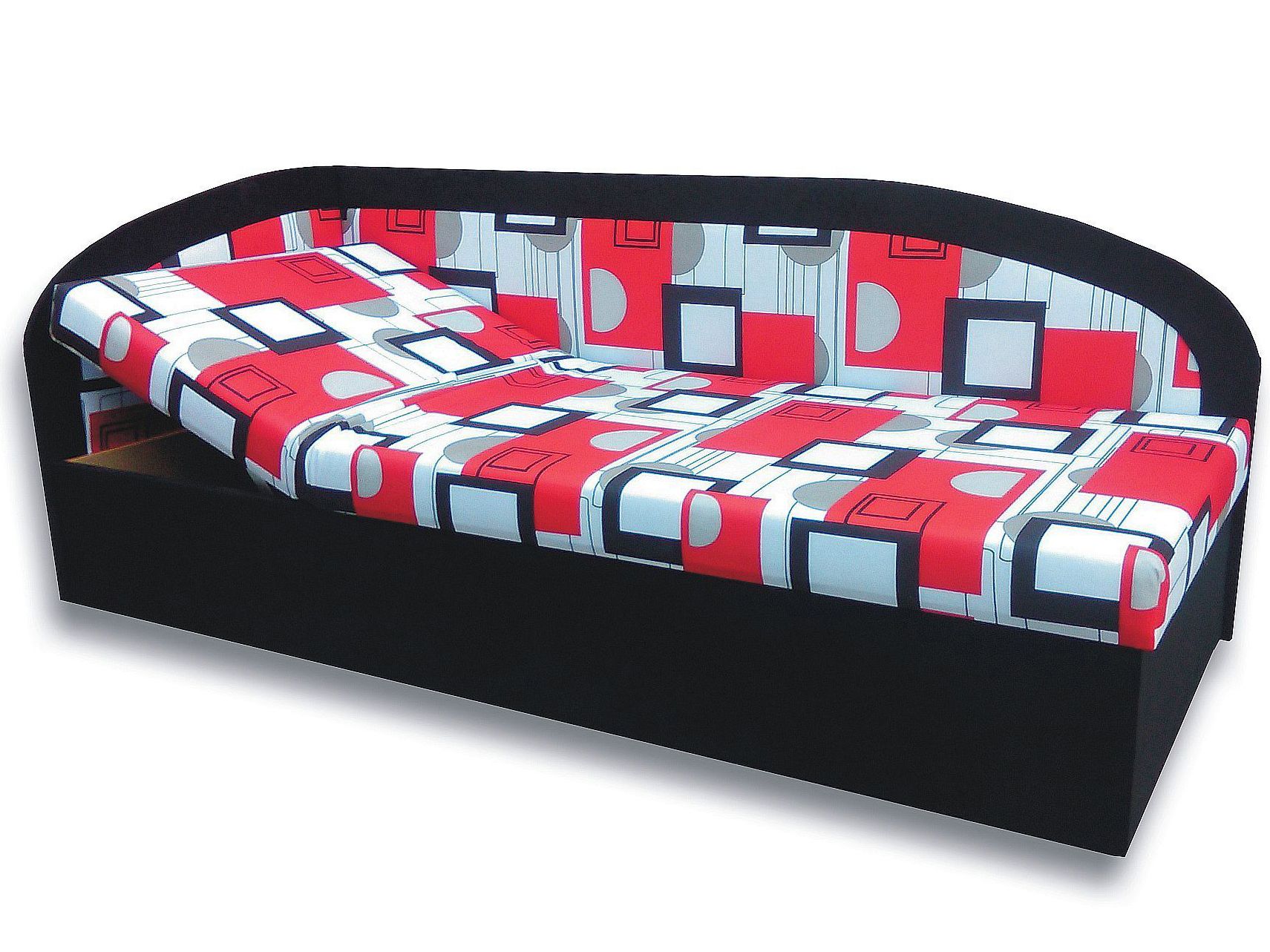 Jednolôžková posteľ (váľanda) 80 cm Kamila (Čierna 39 + Otawa 1a) (L)