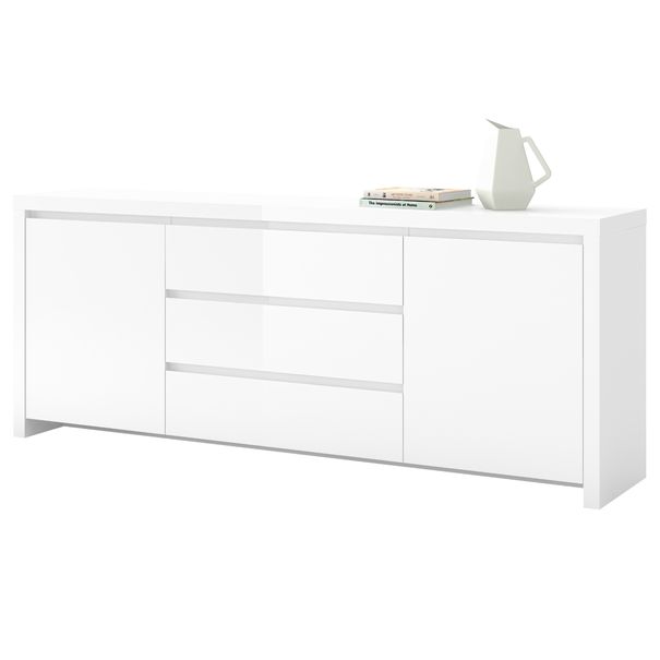 Sconto Komoda LARIO biela vysoký lesk, šírka 190 cm