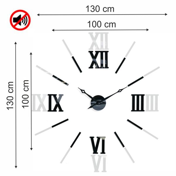 DomTextilu Elegantné nalepovacie hodiny čierne 130cm 57414