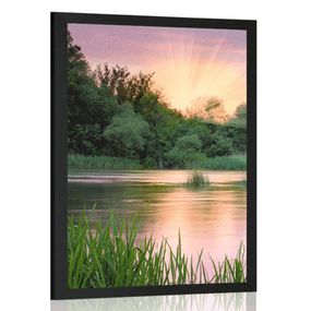 Plagát východ slnka pri rieke - 40x60 black