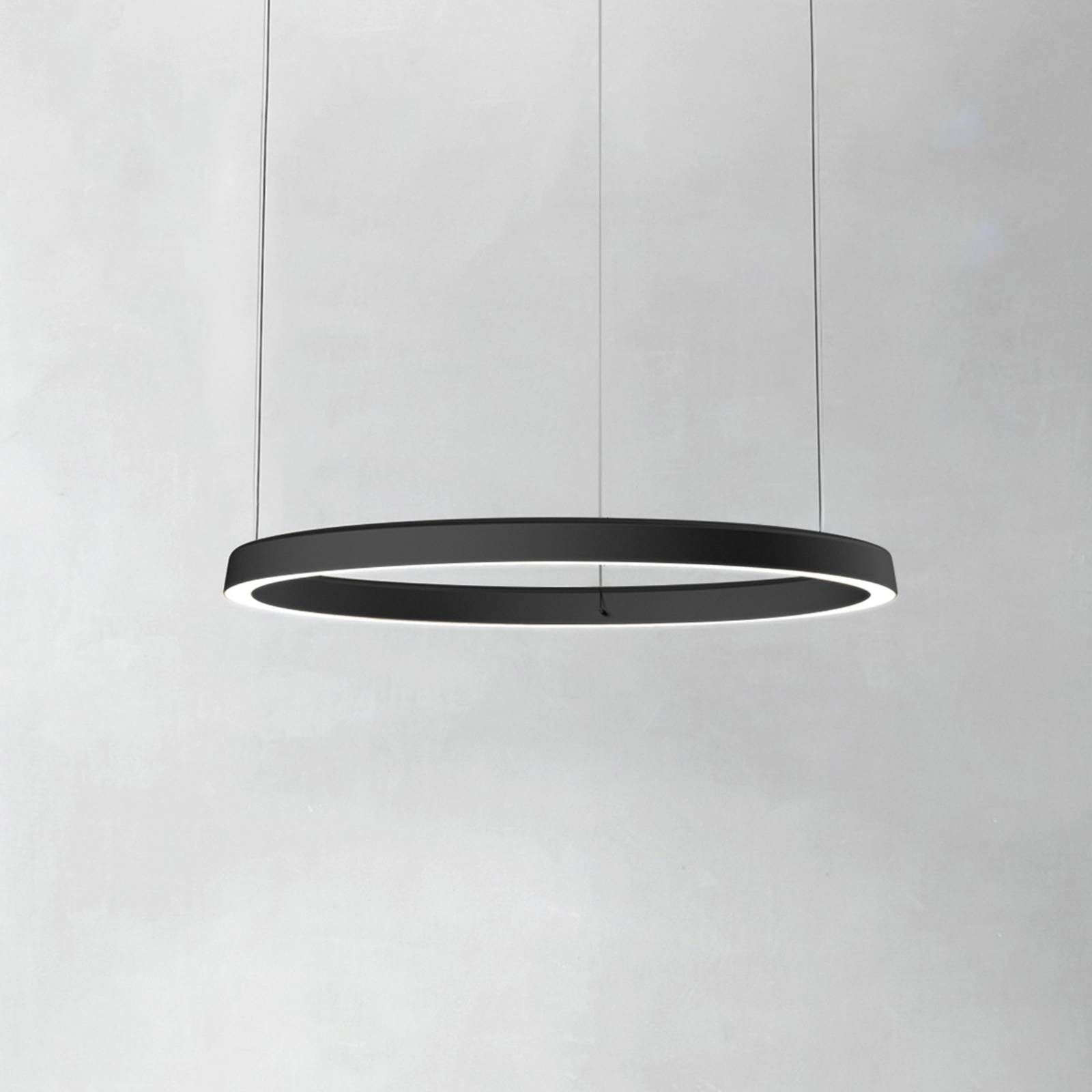 Luceplan Compendium Circle 72 cm, čierne, Obývacia izba / jedáleň, hliník, 45W