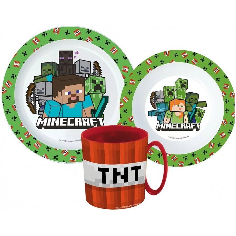 Stor · Sada plastového riadu Minecraft s červeným hrnčekom TNT - 3 diely