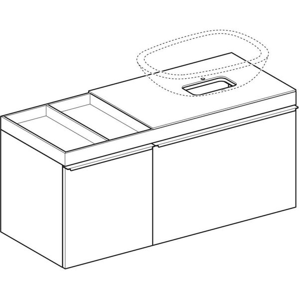 Geberit Citterio - Skrinka pod umývadlo 560 mm na dosku, s odkladacou plochou, lesklá sivohnedá/béžový dub 500.565.JI.1