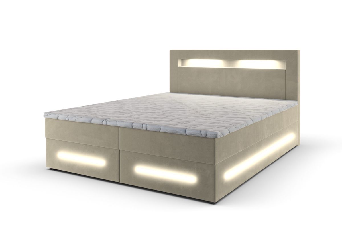 Expedo Čalúnená posteľ boxspring MINOR + topper, 160x200, monolith 02