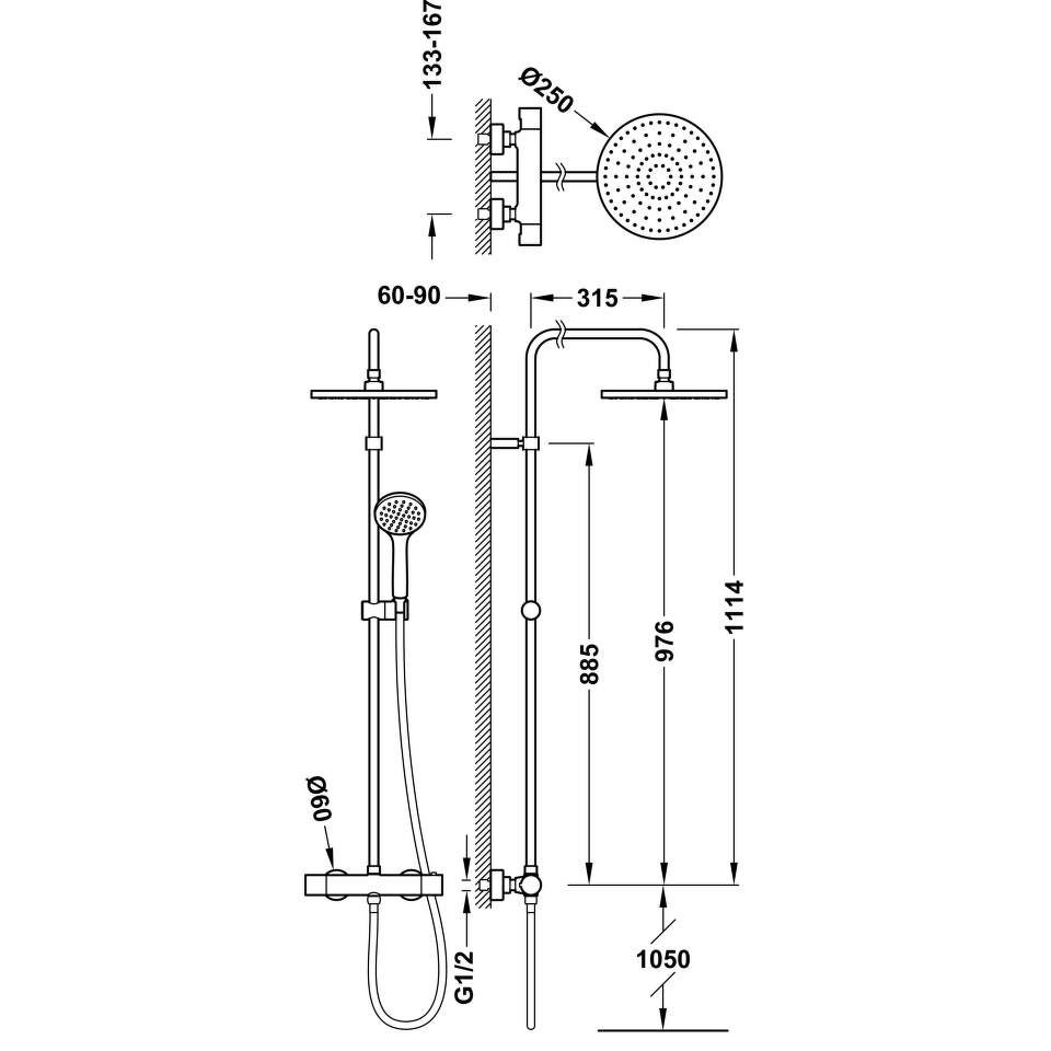 Tres - Súprava termostatickej sprchovej batérie 21639301