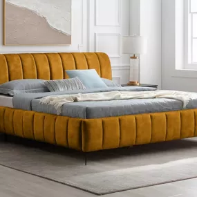 Dizajnová posteľ Rotterdam 180 x 200 cm horčicový zamat