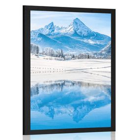 Plagát zasnežená krajina v Alpách - 30x45 black