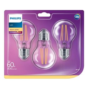 SADA 3x LED Žiarovka Philips VINTAGE E27/7W/230V 2700K