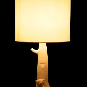 Stolná lampa s textilným tienidlom a medvedíkom Bear - Ø 25 * 46 cm