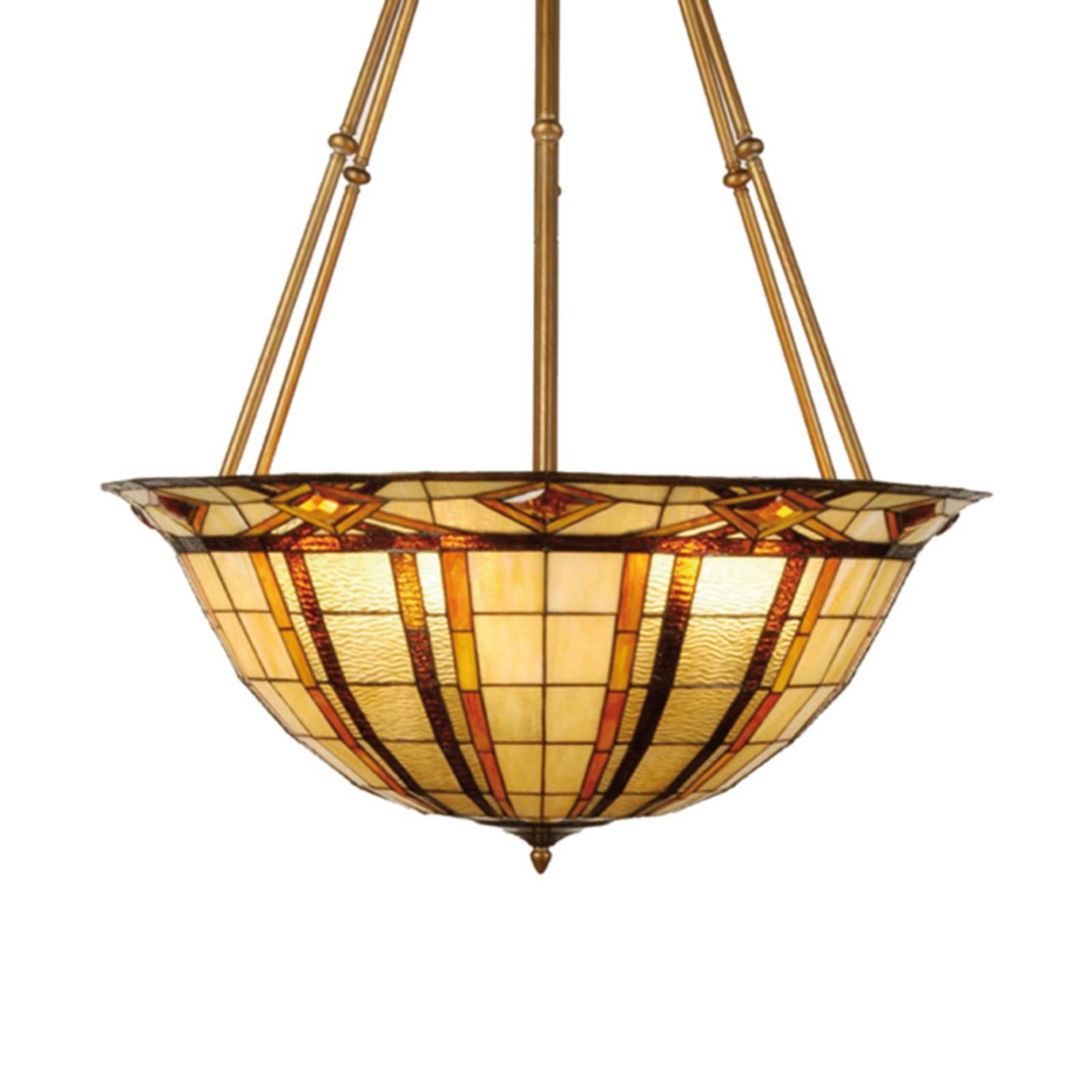 Clayre&Eef Závesná lampa Machi v štýle Tiffany, Obývacia izba / jedáleň, kov, sklo, E27, 60W