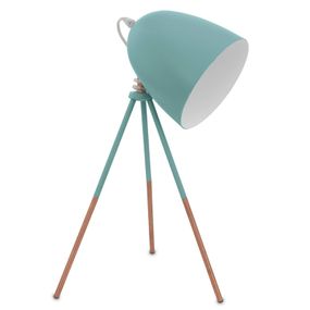 EGLO Stolná retro lampa Dundee v mätovo-zelenej, Obývacia izba / jedáleň, Kov, E27, 60W, K: 44cm