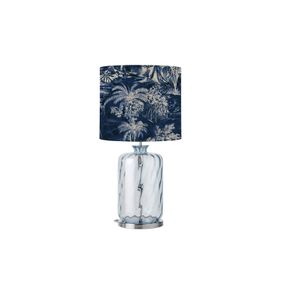 EBB & FLOW Pillar stolná lampa Palms indigo/modrá, Obývacia izba / jedáleň, sklo, kov, zamatová, E27, 25W, K: 64cm