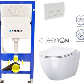 GEBERIT DuofixBasic s bielym tlačidlom DELTA51 + WC CERSANIT ZEN CLEANON + SEDADLO 458.103.00.1 51BI HA1