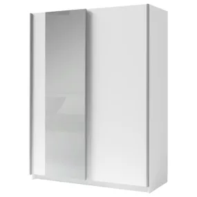 Sconto Šatníková skriňa so zrkadlom SPLIT biela, šírka 180 cm