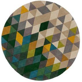 Flair Rugs koberce Ručne všívaný kusový koberec Illusion Prism Green/Multi kruh - 160x160 (priemer) kruh cm