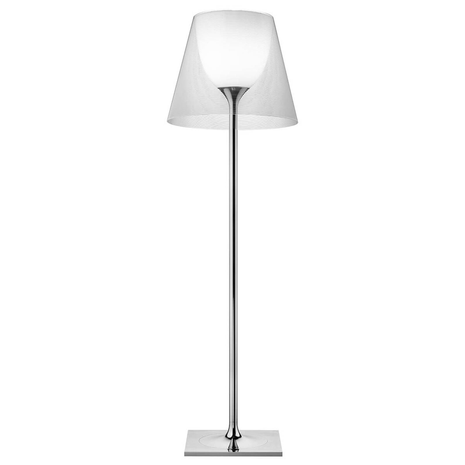 FLOS KTribe F3 stojaca lampa, priehľadná, Obývacia izba / jedáleň, PMMA, polykarbonát, hliník, E27, 250W, K: 183cm