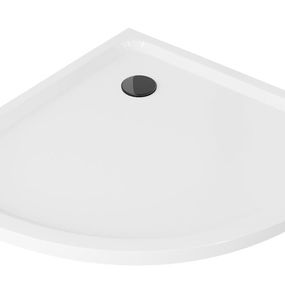 MEXEN/S - Flat sprchová vanička štvrťkruhová slim 100 x 100 cm, biela + čierny sifón 41101010B