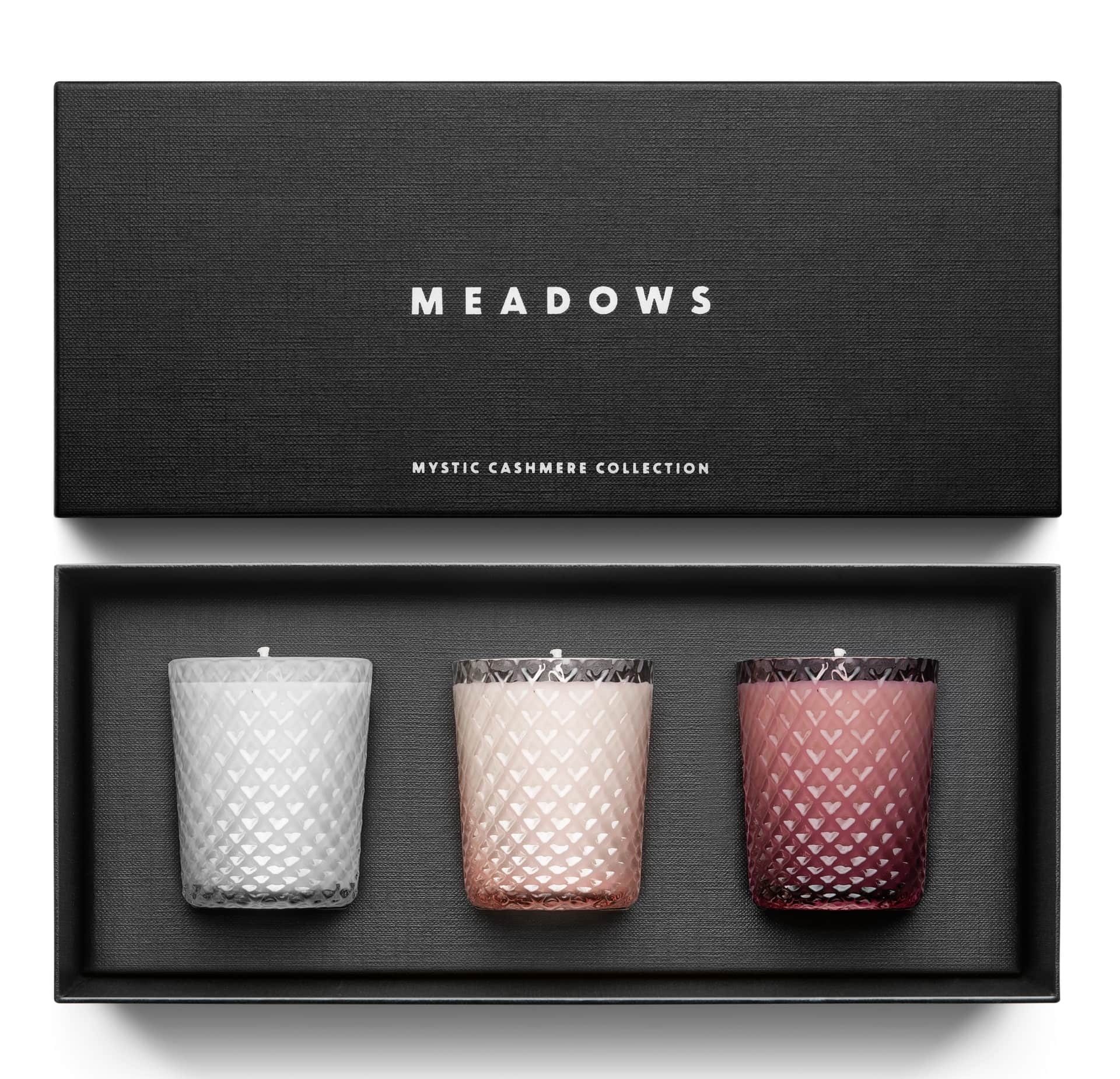 MEADOWS Darčeková kolekcia sviečok Meadows - Mystic Cashmere 3 x 80 g