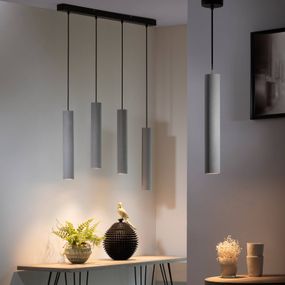 Paul Neuhaus Eton závesná lampa 4 tienidlá betón, Obývacia izba / jedáleň, betón, železo, GU10, 35W, P: 100 cm, L: 7.5 cm