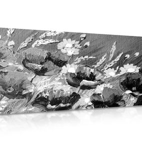 Obraz maky v poli v čiernobielom prevedení - 120x60