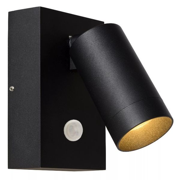 Lucide 09831/01/30 vonkajšia nástenná lampa Taylor 1x5W | GU10 | IP54 - čierna, bodová, nastaviteľná, pohybový senzor