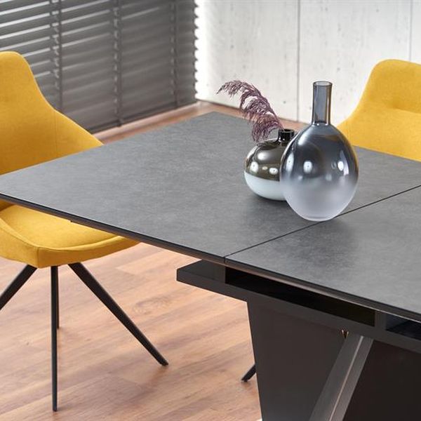 Halmar SALVADOR rozkladací stôl doska - tmavo šedá, nohy - tmavo šedé