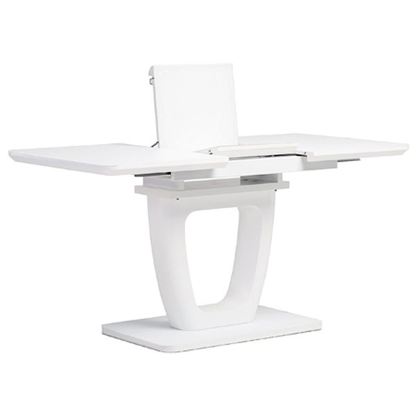 Autronic Jedálenský stôl 110+-40x75 cm, biela 4 mm sklenená doska, MDF, biely matný lak - HT-430 WT