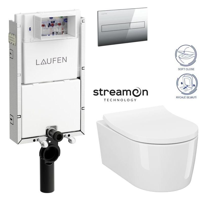 LAUFEN Podomít. systém LIS TW1 SET s chrómovým tlačidlom + WC CERSANIT INVERTO + SEDADLO duraplastu SOFT-CLOSE H8946630000001CR IN1