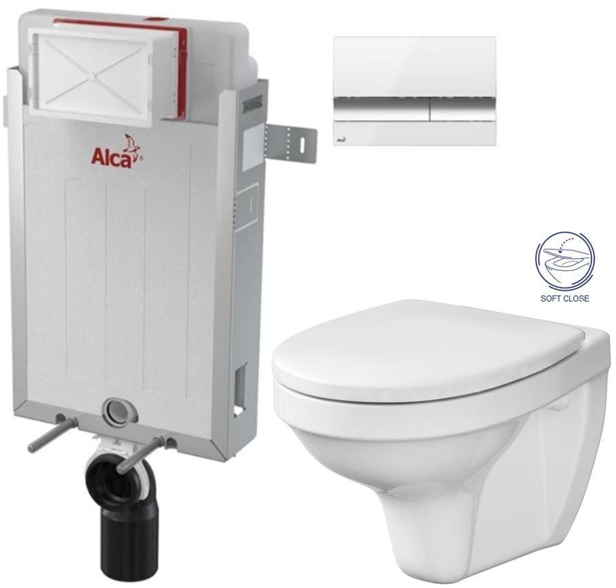 ALCADRAIN Renovmodul - predstenový inštalačný systém s bielym / chróm tlačidlom M1720-1 + WC CERSANIT DELFI + SOFT SEDADLO AM115/1000 M1720-1 DE2