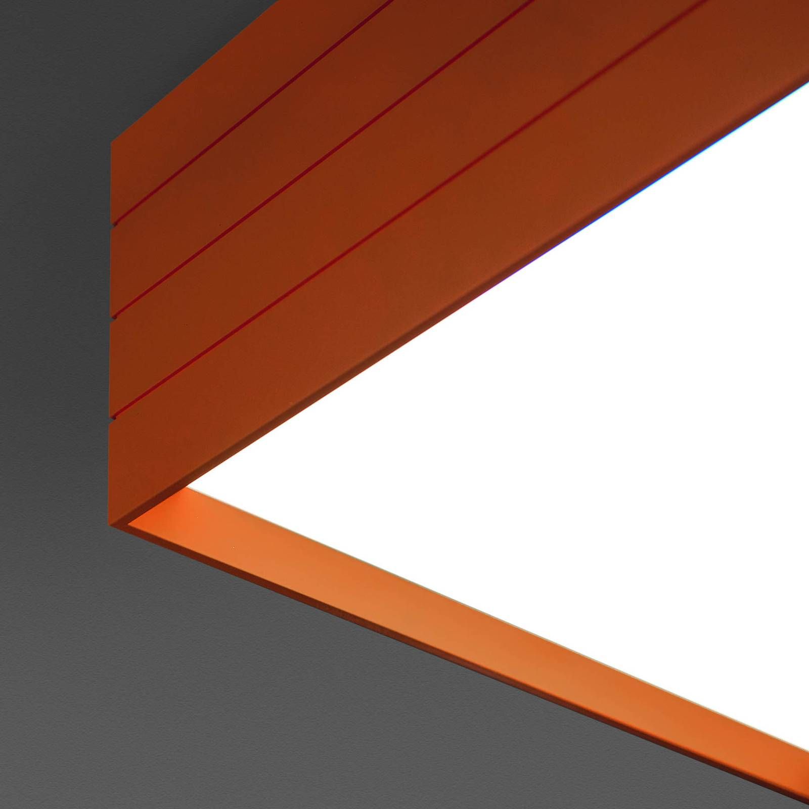 Artemide Groupage stropné LED 45x45cm oranžová, Obývacia izba / jedáleň, hliník, metakrylan, oceľ, 40W, P: 45 cm, L: 45 cm, K: 20cm