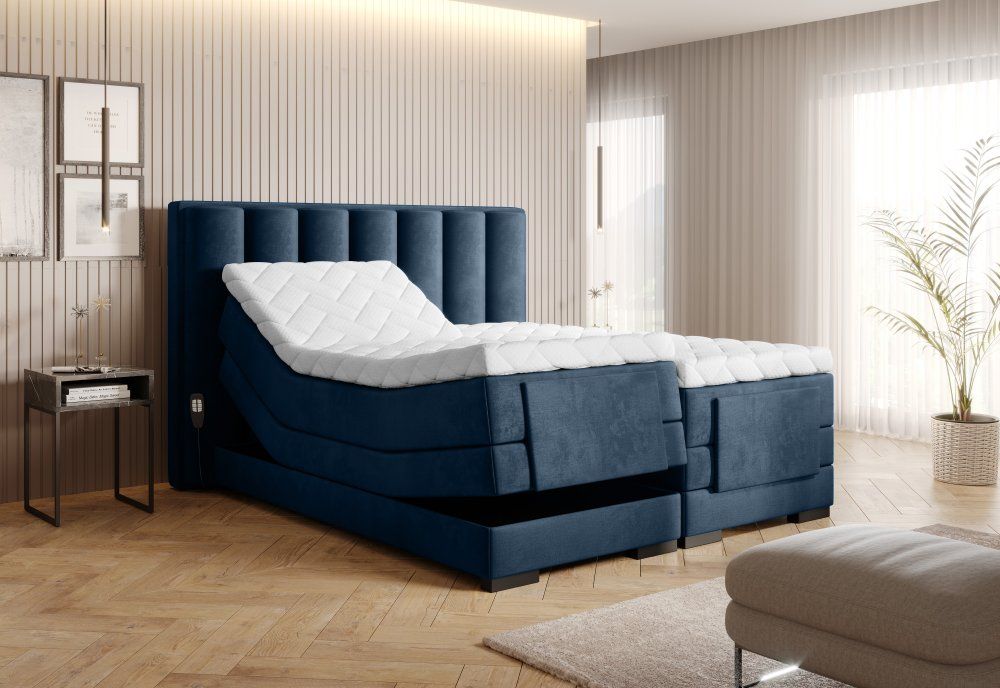 Elektrická polohovacia boxspringová posteľ VERONA Eltap Nube 40 - tmavo modrá