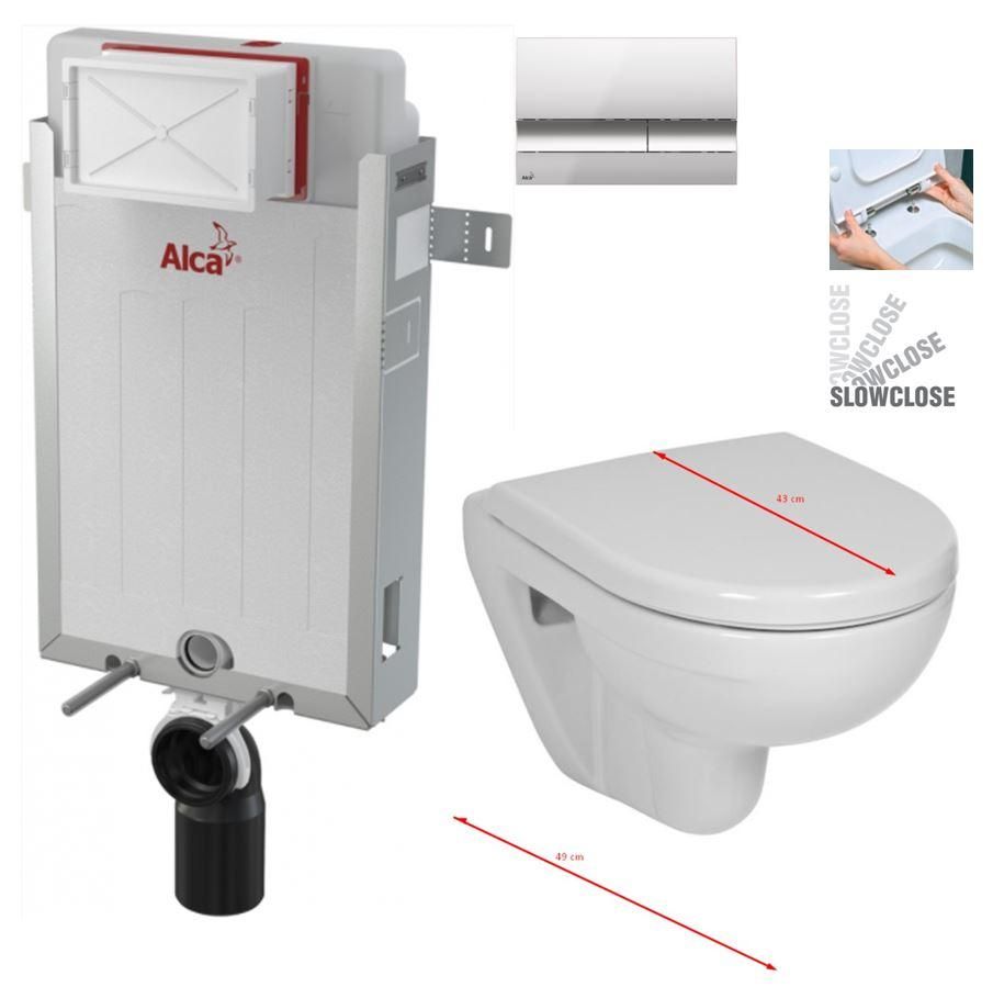 ALCADRAIN Renovmodul - predstenový inštalačný systém s chrómovým tlačidlom M1721 + WC JIKA LYRA PLUS 49 + SEDADLO duraplastu SLOWCLOSE AM115/1000 M1721 LY4