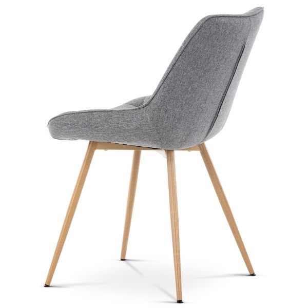 Autronic Jedálenská stolička, poťah sivá látka, kovové nohy, 3D dekor dub - CT-394 GREY2