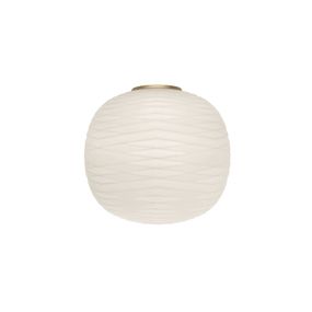 Foscarini Gem semi nástenné svietidlo, sklo, zlatá, Obývacia izba / jedáleň, ručne fúkané sklo, kov, E27, 30W, L: 43 cm, K: 39cm