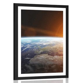 Plagát s paspartou pohľad na planétu z vesmíru - 60x90 black