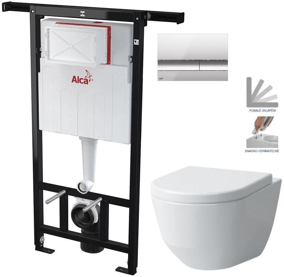 ALCADRAIN Alcadrain Jádromodul - predstenový inštalačný systém s chrómovým tlačidlom M1721 + WC LAUFEN PRO + SEDADLO AM102/1120 M1721 LP3