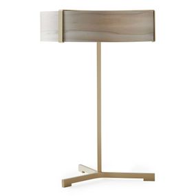 LZF LamPS Thesis stolná LED lampa slonovina/sivá, Obývacia izba / jedáleň, drevená dyha, kov, 9W, K: 43cm