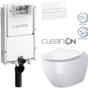 LAUFEN Podomít. systém LIS TW1 SET s bielym tlačidlom + WC CERSANIT ZEN CLEANON + SEDADLO H8946630000001BI HA1