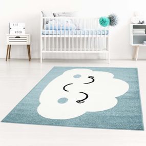 DomTextilu Okúzľujúci modrý koberec do detskej izby spiaci mráčik 42031-197419